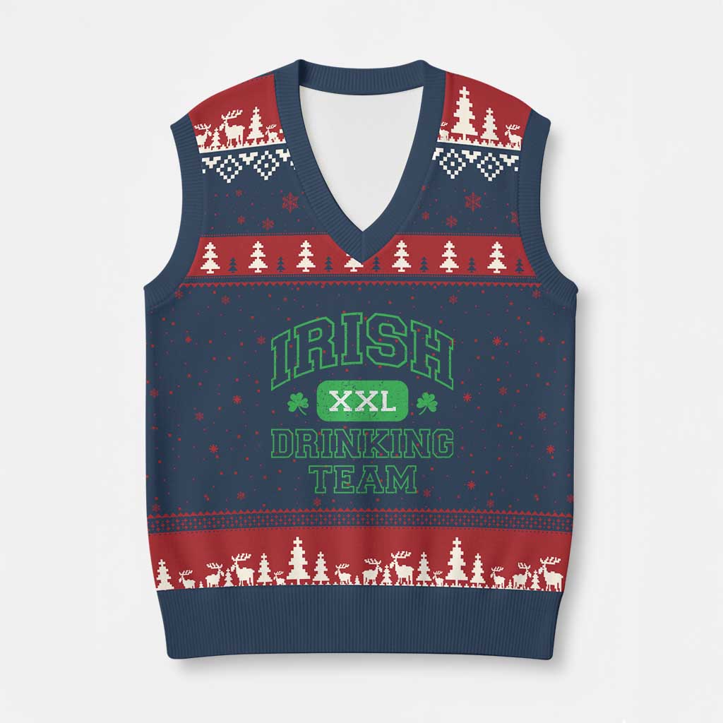 Irish Drinking Team XXL Funny St Patricks Day Party Squad V-Neck Knit Sweater Vest