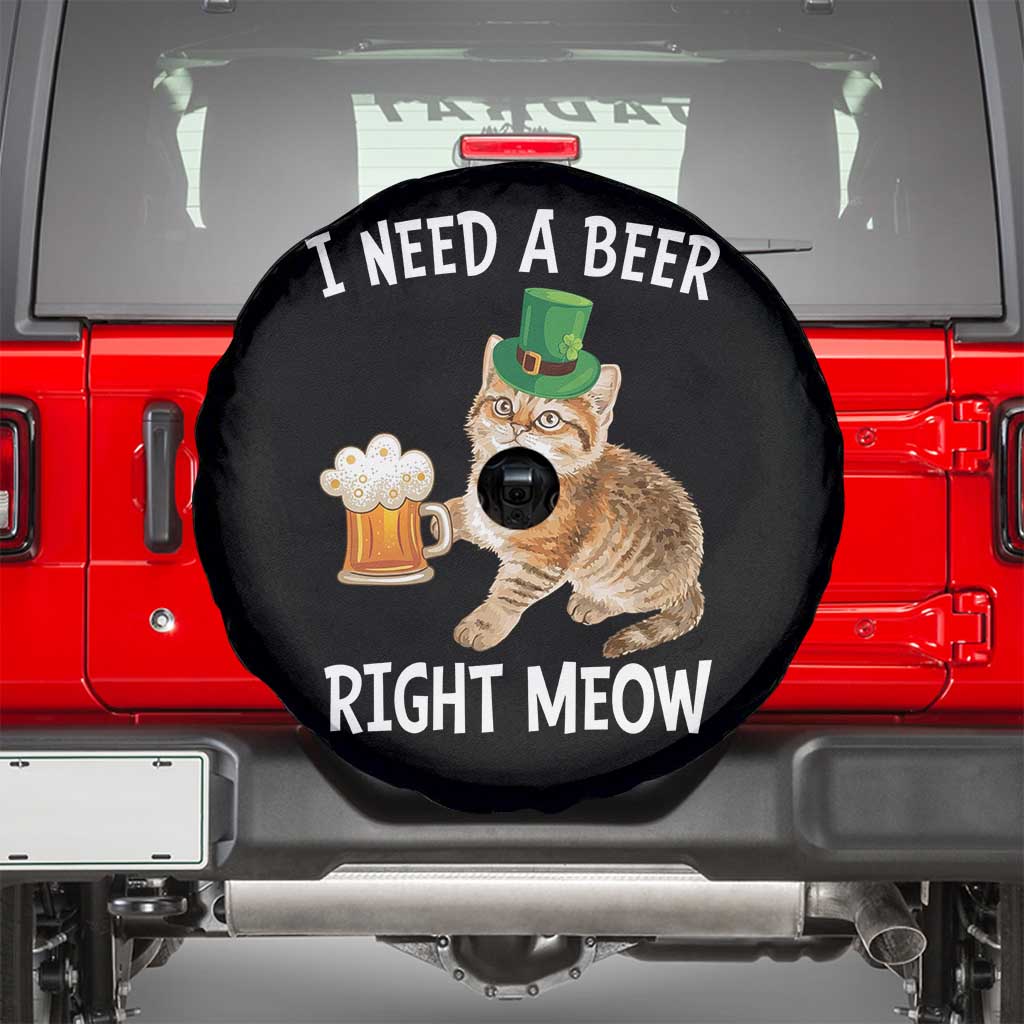 I Need A Beer Right Meow Funny Cat Drinking Joke Spare Tire Cover St Patricks Day Humor