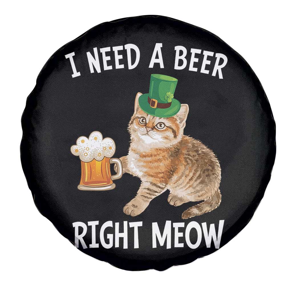 I Need A Beer Right Meow Funny Cat Drinking Joke Spare Tire Cover St Patricks Day Humor