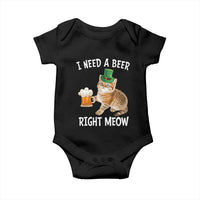 I Need A Beer Right Meow Funny Cat Drinking Joke Baby Onesie St Patricks Day Humor