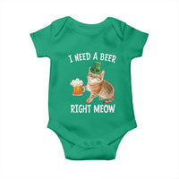 I Need A Beer Right Meow Funny Cat Drinking Joke Baby Onesie St Patricks Day Humor
