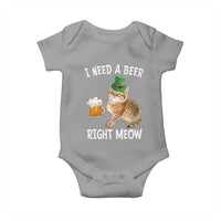 I Need A Beer Right Meow Funny Cat Drinking Joke Baby Onesie St Patricks Day Humor