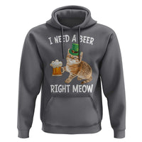 I Need A Beer Right Meow Funny Cat Drinking Joke Hoodie St Patricks Day Humor