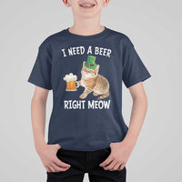 I Need A Beer Right Meow Funny Cat Drinking Joke T Shirt For Kid St Patricks Day Humor