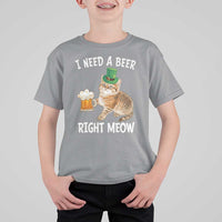 I Need A Beer Right Meow Funny Cat Drinking Joke T Shirt For Kid St Patricks Day Humor