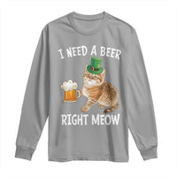I Need A Beer Right Meow Funny Cat Drinking Joke Long Sleeve Shirt St Patricks Day Humor