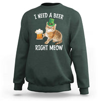 I Need A Beer Right Meow Funny Cat Drinking Joke Sweatshirt St Patricks Day Humor