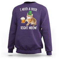 I Need A Beer Right Meow Funny Cat Drinking Joke Sweatshirt St Patricks Day Humor