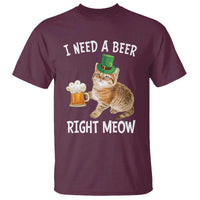 I Need A Beer Right Meow Funny Cat Drinking Joke T Shirt St Patricks Day Humor