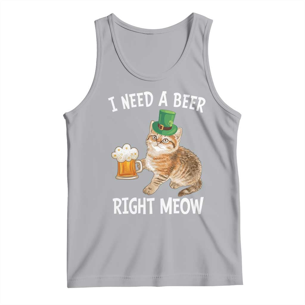 I Need A Beer Right Meow Funny Cat Drinking Joke Tank Top St Patricks Day Humor