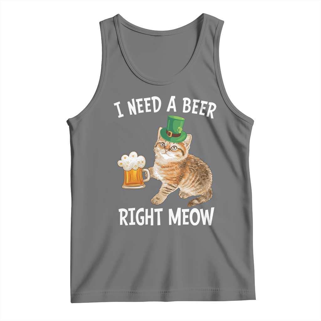 I Need A Beer Right Meow Funny Cat Drinking Joke Tank Top St Patricks Day Humor