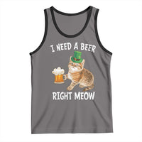 I Need A Beer Right Meow Funny Cat Drinking Joke Tank Top St Patricks Day Humor