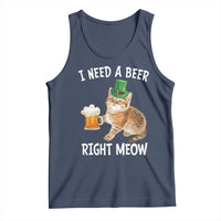 I Need A Beer Right Meow Funny Cat Drinking Joke Tank Top St Patricks Day Humor