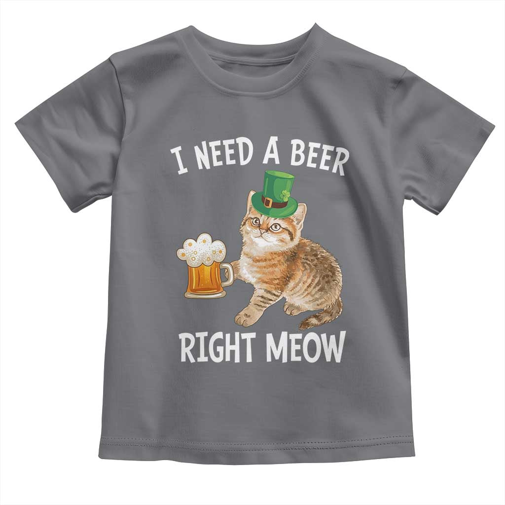 I Need A Beer Right Meow Funny Cat Drinking Joke Toddler T Shirt St Patricks Day Humor
