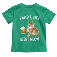 I Need A Beer Right Meow Funny Cat Drinking Joke Toddler T Shirt St Patricks Day Humor