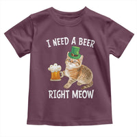 I Need A Beer Right Meow Funny Cat Drinking Joke Toddler T Shirt St Patricks Day Humor