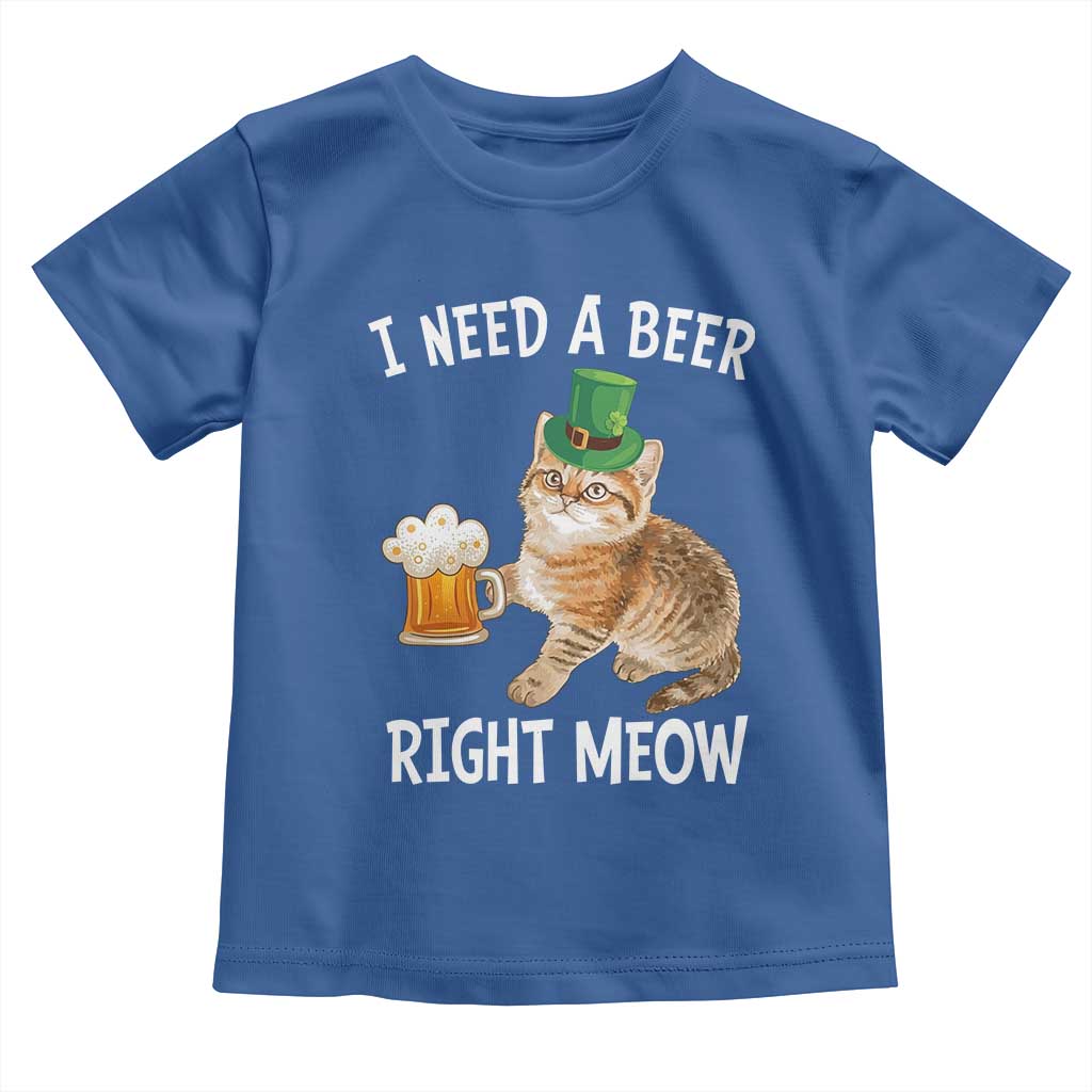 I Need A Beer Right Meow Funny Cat Drinking Joke Toddler T Shirt St Patricks Day Humor