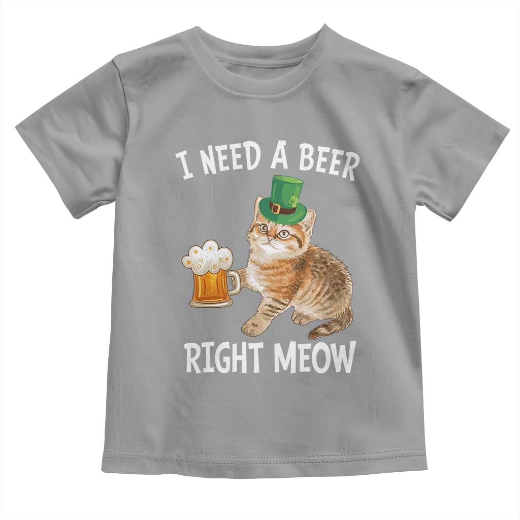 I Need A Beer Right Meow Funny Cat Drinking Joke Toddler T Shirt St Patricks Day Humor