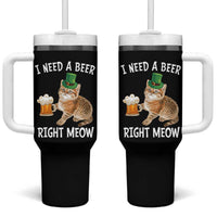 I Need A Beer Right Meow Funny Cat Drinking Joke Tumbler With Handle St Patricks Day Humor