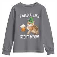 I Need A Beer Right Meow Funny Cat Drinking Joke Youth Sweatshirt St Patricks Day Humor