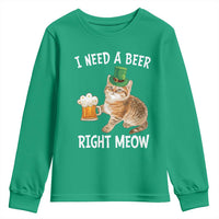 I Need A Beer Right Meow Funny Cat Drinking Joke Youth Sweatshirt St Patricks Day Humor