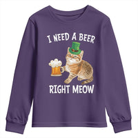 I Need A Beer Right Meow Funny Cat Drinking Joke Youth Sweatshirt St Patricks Day Humor
