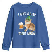 I Need A Beer Right Meow Funny Cat Drinking Joke Youth Sweatshirt St Patricks Day Humor