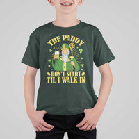 Funny Saint Patrick Drinking Beer Party Humor T Shirt For Kid The Paddy Don’t Start Til I Walk In St Patricks Day