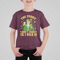 Funny Saint Patrick Drinking Beer Party Humor T Shirt For Kid The Paddy Don’t Start Til I Walk In St Patricks Day