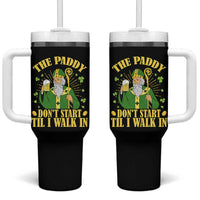 Funny Saint Patrick Drinking Beer Party Humor Tumbler With Handle The Paddy Don’t Start Til I Walk In St Patricks Day