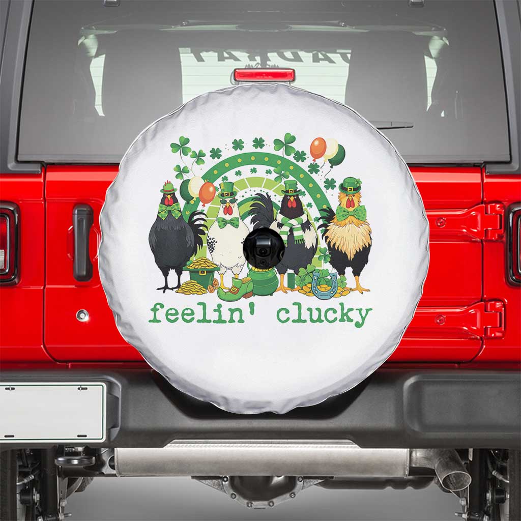 Funny St Patricks Day Chicken Shamrock Spare Tire Cover Feelin Clucky Hen Lucky Clover Pun Irish Humor