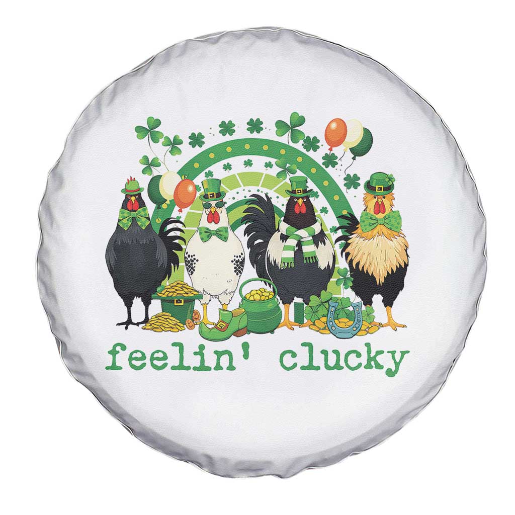 Funny St Patricks Day Chicken Shamrock Spare Tire Cover Feelin Clucky Hen Lucky Clover Pun Irish Humor