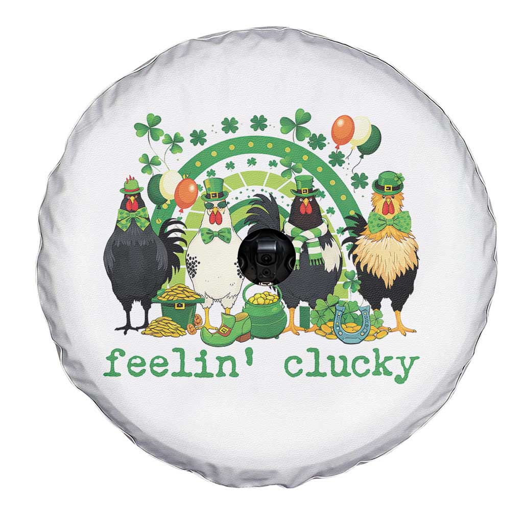 Funny St Patricks Day Chicken Shamrock Spare Tire Cover Feelin Clucky Hen Lucky Clover Pun Irish Humor