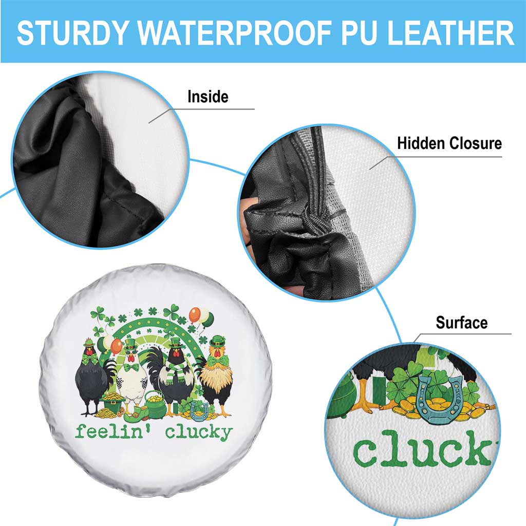 Funny St Patricks Day Chicken Shamrock Spare Tire Cover Feelin Clucky Hen Lucky Clover Pun Irish Humor