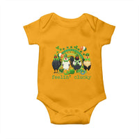 Funny St Patricks Day Chicken Shamrock Baby Onesie Feelin Clucky Hen Lucky Clover Pun Irish Humor