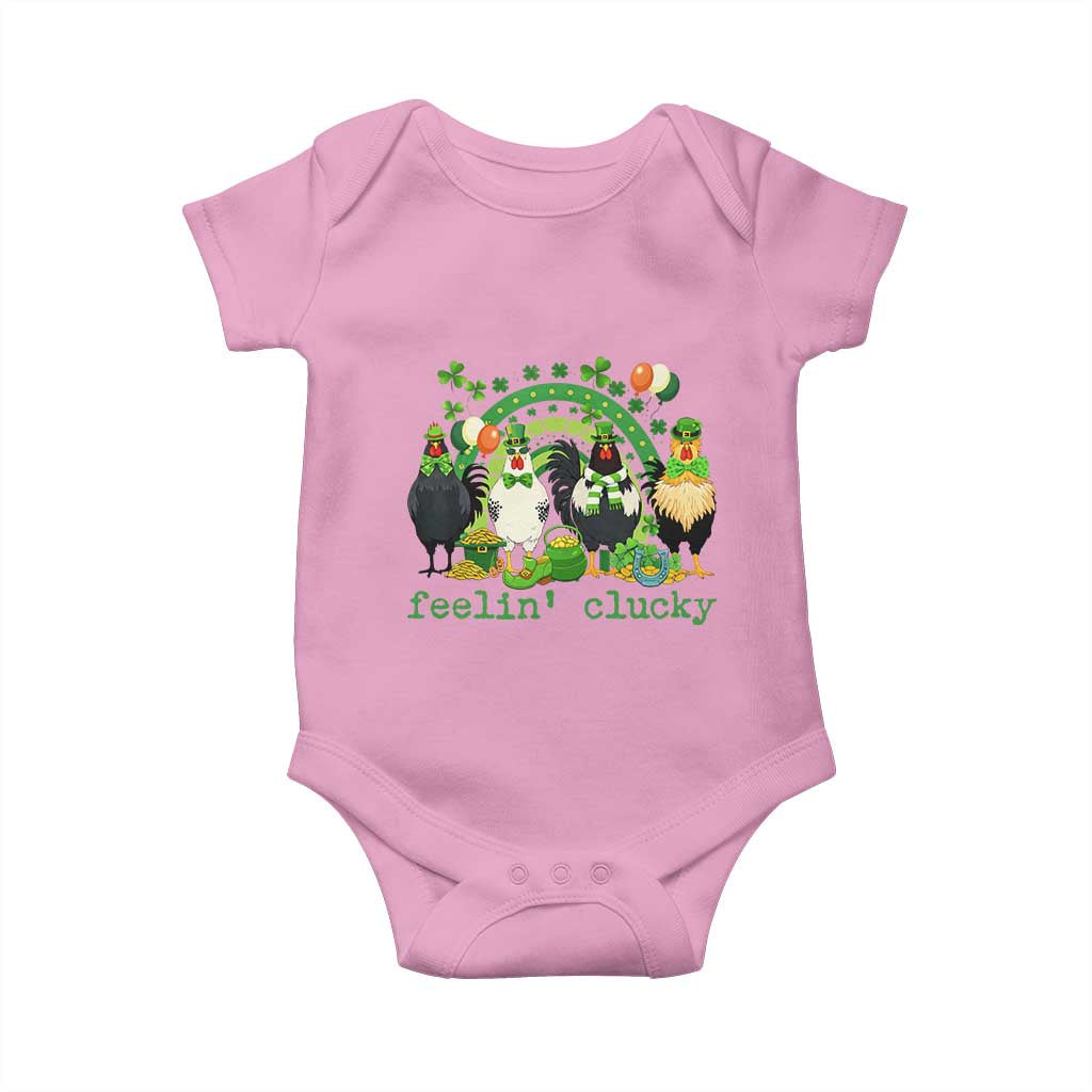 Funny St Patricks Day Chicken Shamrock Baby Onesie Feelin Clucky Hen Lucky Clover Pun Irish Humor