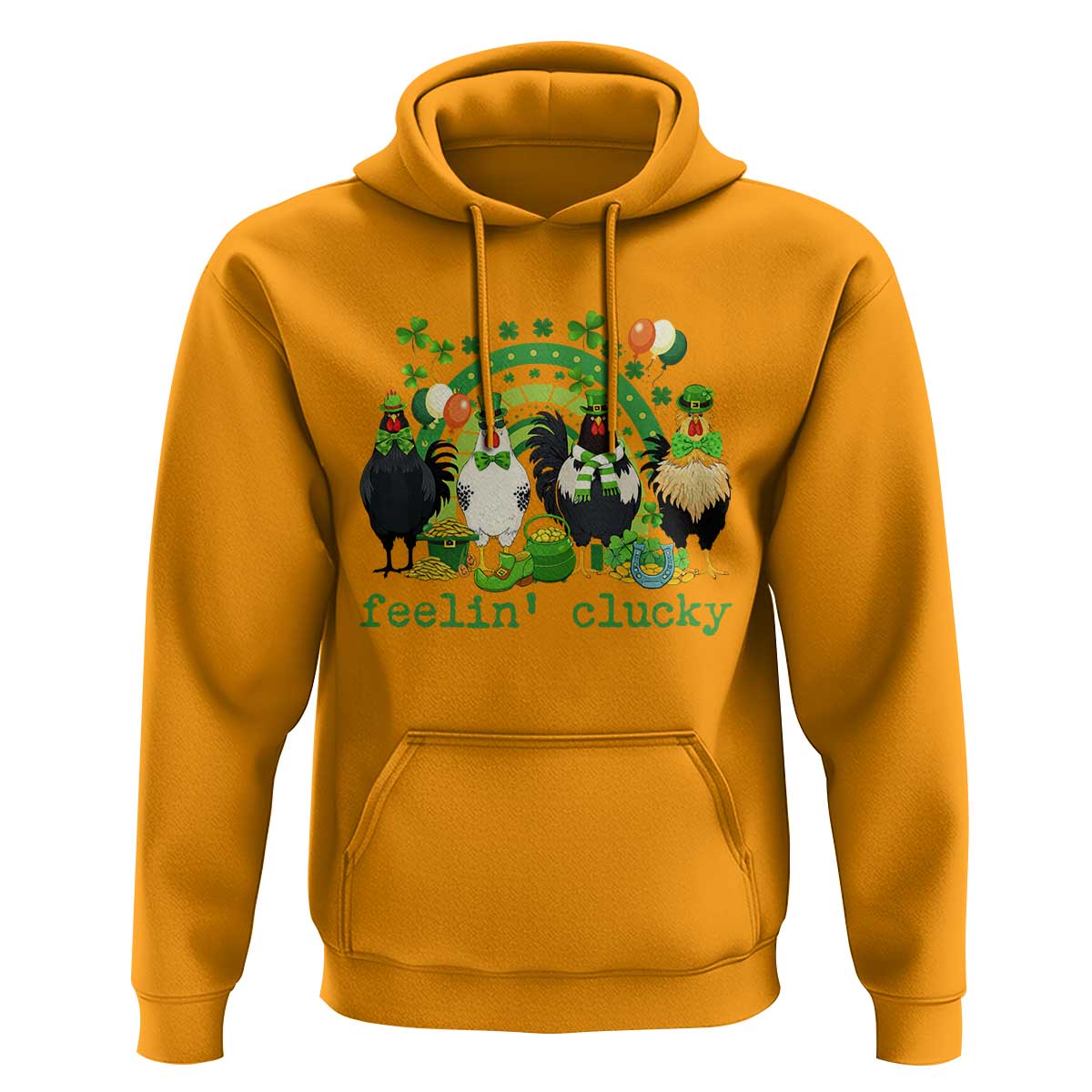 Funny St Patricks Day Chicken Shamrock Hoodie Feelin Clucky Hen Lucky Clover Pun Irish Humor