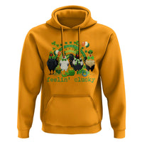 Funny St Patricks Day Chicken Shamrock Hoodie Feelin Clucky Hen Lucky Clover Pun Irish Humor