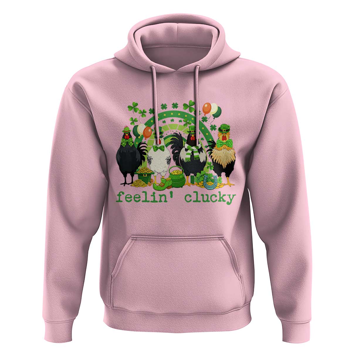 Funny St Patricks Day Chicken Shamrock Hoodie Feelin Clucky Hen Lucky Clover Pun Irish Humor