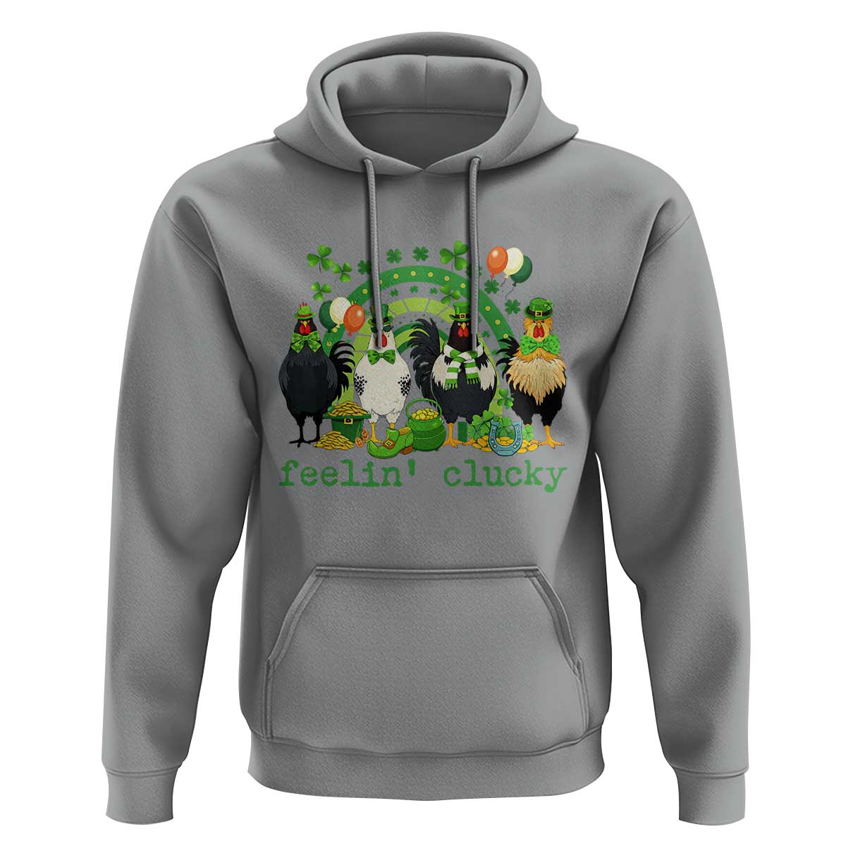 Funny St Patricks Day Chicken Shamrock Hoodie Feelin Clucky Hen Lucky Clover Pun Irish Humor