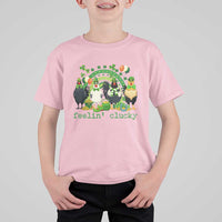 Funny St Patricks Day Chicken Shamrock T Shirt For Kid Feelin Clucky Hen Lucky Clover Pun Irish Humor