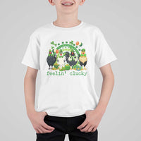 Funny St Patricks Day Chicken Shamrock T Shirt For Kid Feelin Clucky Hen Lucky Clover Pun Irish Humor