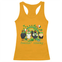 Funny St Patricks Day Chicken Shamrock Racerback Tank Top Feelin Clucky Hen Lucky Clover Pun Irish Humor