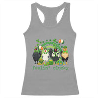 Funny St Patricks Day Chicken Shamrock Racerback Tank Top Feelin Clucky Hen Lucky Clover Pun Irish Humor