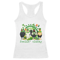 Funny St Patricks Day Chicken Shamrock Racerback Tank Top Feelin Clucky Hen Lucky Clover Pun Irish Humor