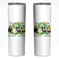 Funny St Patricks Day Chicken Shamrock Skinny Tumbler Feelin Clucky Hen Lucky Clover Pun Irish Humor