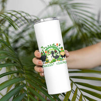 Funny St Patricks Day Chicken Shamrock Skinny Tumbler Feelin Clucky Hen Lucky Clover Pun Irish Humor