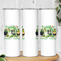 Funny St Patricks Day Chicken Shamrock Skinny Tumbler Feelin Clucky Hen Lucky Clover Pun Irish Humor