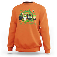 Funny St Patricks Day Chicken Shamrock Sweatshirt Feelin Clucky Hen Lucky Clover Pun Irish Humor