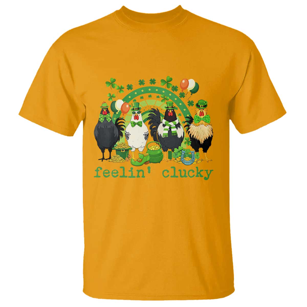 Funny St Patricks Day Chicken Shamrock T Shirt Feelin Clucky Hen Lucky Clover Pun Irish Humor